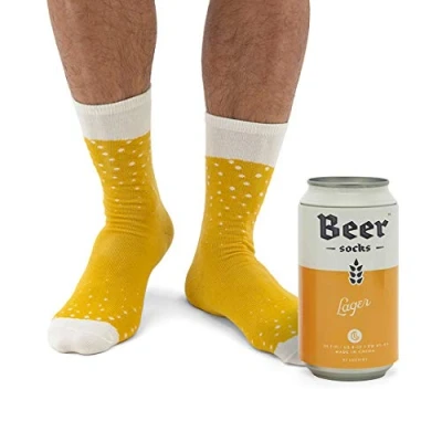 Image de Luckies of London Bière Chaussettes, coton, Jaune 41 45 EU (7 11 UK)