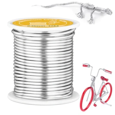 Image de VynyQoo 2mm Fil de Fer Souple Loisir Creatif, 12M Argent Flexible et Pliable Aluminium, Pour Les Sculptures DIY, Modelage, Fabrication Bijoux, Création Fleurs Tissage