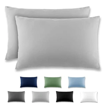 Image de REDKEY Taie Oreiller 50x80 Gris Clair Lot de 2 Taies d&#039;Oreillers 50 x 80 Carré en Microfibre Brossée, Housse Coussin avec sa Fermeture à Rabat (sans Éclair)
