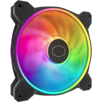 Image de Cooler Master MasterFan MF140 Halo² ventilateur double anneau ARGB Gen 2 LED, PWM dynamique 120 mm, 1600 tr/min, pales de élargies, cadre hybride pour boîtier PC, refroidisseur liquide et