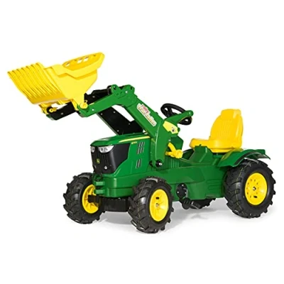 Image de Rolly Toys 61 110 2 Tracteur À Pédales Rollyfarmtrac John Deere 6210 R + Pelle Avant Pneus Souples