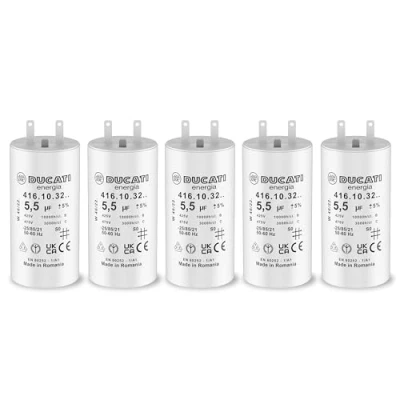 Image de Lot de 5 Condensateurs 5,5 uF pour VOLET Roulant SOMFY, SIMU, NICE Réparation Condensateur Moteur Haute Qualité 20Nm Cosses Faston 2,8mm et Store TECH