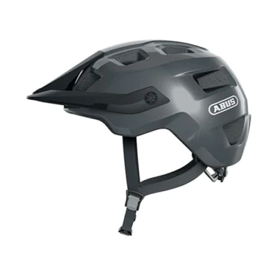 Image de ABUS MTB Helm MoTrip casque de vélo robuste avec visière réglable en hauteur pour VTT forme individuelle unisexe gris brillant, M, M (54 58 cm)