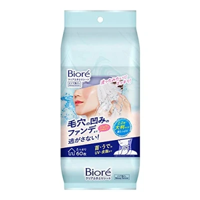 Image de Biore clear wipe sheet 60 sheets with plenty of [Large liquid] [Oil free]