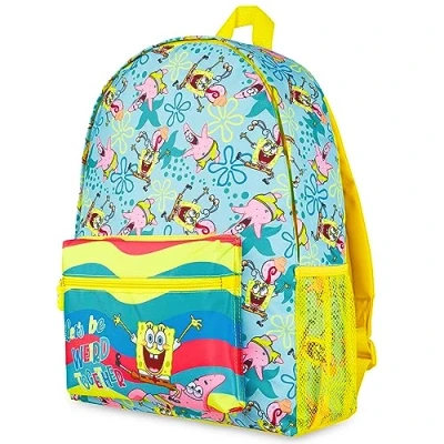 Image de SPONGEBOB SQUAREPANTS Bob l&#039;Éponge Sac à Dos Enfant Cartable Garcon Fille Primaire 40cm Rentrée CP Accessoire Officiel, Taille Unique