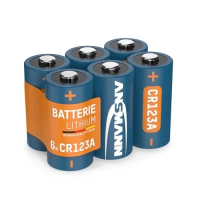 Image de ANSMANN Piles lithium CR123A 3V (lot de 6) adaptées aux caméras, lampes poche, systèmes d’alarmes, etc. jetables résistantes et à hautes performances