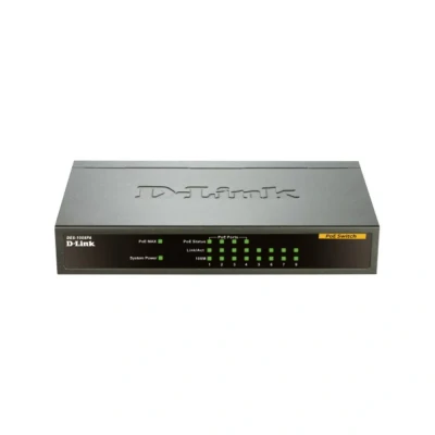 Image de D Link DES 1008PA commutateur réseau Non géré Fast Ethernet (10/100) Connexion Ethernet, supportant l&#039;alimentation via ce port (PoE) Noir Neuf