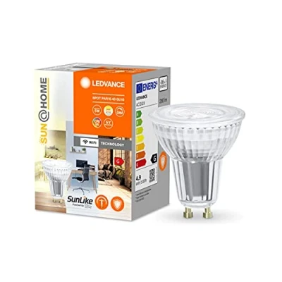 Image de LEDVANCE SUN@HOME lampe LED GU10 avec 4,9W remplace 40 W, 268 Lm, lumière du soleil à la cheminée (2200 5000K), CRI95, Smart WIFI contrôlable via Alexa, google et app