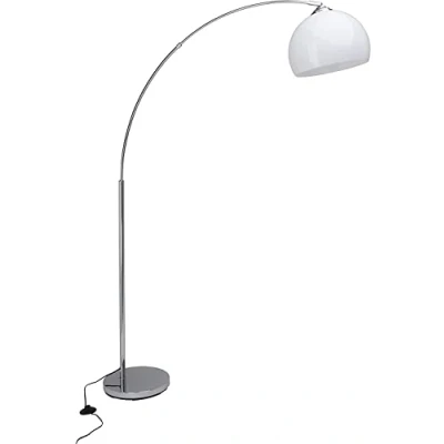 Image de BRILLIANT lampe Vessa bow lampadaire 1.7m chrome/blanc 1x A60, E27, 60W, adapté aux lampes standard (non incluses) Échelle A ++ à E Avec pédale