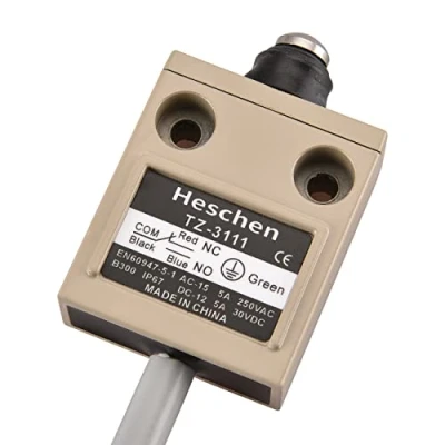 Image de Heschen Commutateur de fin course pré câblé compact TZ 3111 avec piston étanche SPDT NO + NC momentané AC 250 V 5 A IP67