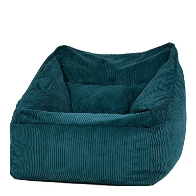 Image de Icon Pouf Fauteuil en Velours Côtelé Morgan, XXL Geant pour Salon, Poire Adultes