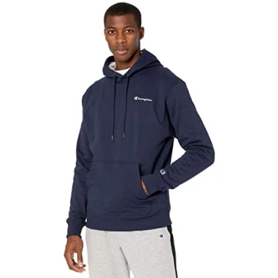 Image de Champion Powerblend Sweatshirt à Capuche, Bleu Marine Left Chest Script, XXL Homme