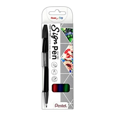 Image de Pentel S520 4 Sign Pen Lot de feutres à pointe 8 mm Noir/rouge/bleu/vert