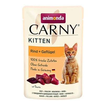 Image de animonda Carny Pouch Nourriture Humide pour Chatons jusqu&#039;à 1 an Bœuf + volaille 12 x 85 g