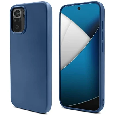 Image de Mode de vie Moozy. coque conçue pour Xiaomi Redmi Note 10, 10S, bleu nuit légère en silicone liquide avec finition mate et doublure microfibre douce, qualité supérieure Neuf