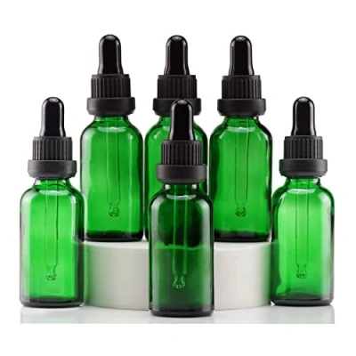 Image de YIZHAO Flacon Compte Gouttes 30ml, Vert Huile Essentielle Vide avec Pipette Verre, pour Essentielle, Aromathérapie, Laboratoire, Massage, Cosmétique, Voyage 6 Pcs