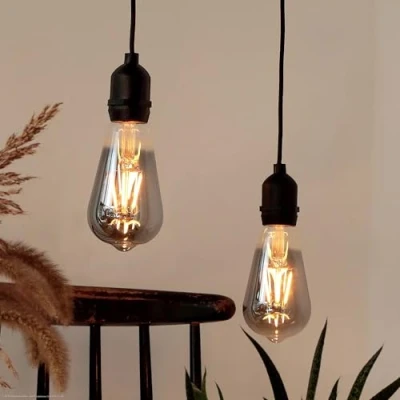 Image de hellum 151435 Lot de 2 lampes suspendues Avec batterie et télécommande ST64 Gris Ø 6,4 cm Intensité variable Lampe suspendue d&#039;extérieur Smoky