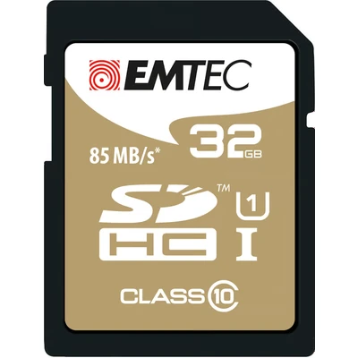Image de EMTEC ECMSD32GHC10GP Carte SD Classe 10 Gamme Elite Gold UHS I U1 Avec Adaptateur Performance 32 Gb