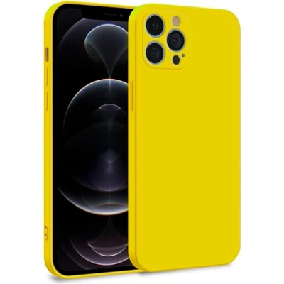 Image de MyGadget Coque pour iPhone 12 Pro Case Silicone Souple &amp; Soft Doublure Microfibre Cover TPU Protection Extra Fine Légère Jaune