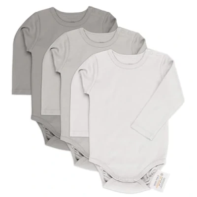 Image de LaLoona Body Bebe à Manches Longues Lot de 3 Bodies Bébé Fille et Garçon en 100% Coton, avec Boutons Pression, Testé Oeko Tex 100 Gris 98 104