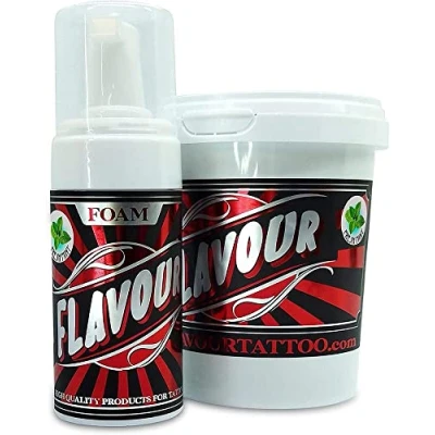Image de FlavourTatoo Vaseline 500 ml + mousse 110 Pour les tatouages ​​ Micoblading Micropigmentation Fresh Mint