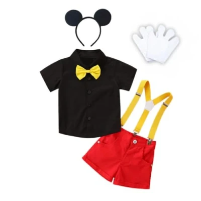 Image de Lito Angels Deguisement Costume Mickey Mouse avec Oreilles de Souris Serre tete et Gants pour Enfant Garcon Taille 3 4 ans (étiquette en tissu 110)