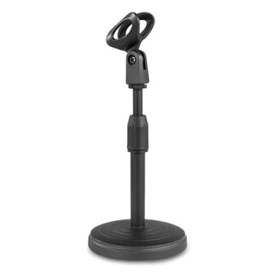 Image de Vonyx TS03 Support Micro pour Table Noir, Pied de Réglable en Hauteur, avec Pince Orientable, Universel et Anti Dérapant, Idéal le Streaming Audio ou vos Conférences
