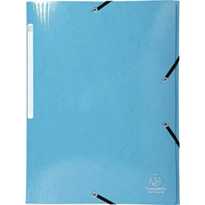 Image de Exacompta 55927E Chemise à 3 rabats avec élastique IDERAMA 24x32 cm en carte lustrée pélliculée brillante 600g monobloc permet de contenir jusqu’à 3,5 documents Coloris bleu clair