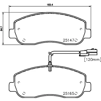 Image de HELLA 8DB 355 015 291 Jeu de plaquettes frein avec contact du palpeur d&#039;usure intégré RENAULT: MASTER 3 Kasten, 3, Bus