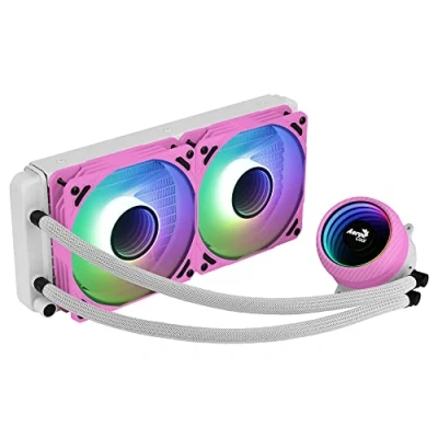 Image de Aerocool MIRAGEL240PK, Refroidisseur Liquide CPU, 2 Ventilateurs 12cm ARGB, TDP 400W, Rose