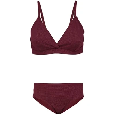 Image de Aquarti Set Bustier Slip de Bikini Maillots Bain Deux Pièces Filles Pièces, 039 Jacquard Points Rouge Marron, 158
