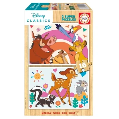 Image de Educa Ensemble de 2 Puzzles Bois avec 16 pièces chacun Disney Animals. Mesure: 26 x 18 cm. Recommandé 3 Ans (19981)