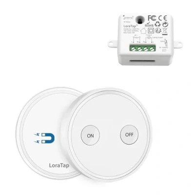 Image de LoraTap Kit Interrupteur Sans Fil, Récepteur 2500W, Emetteur Radio 868Mhz, Va et Vient, Commande à Distance Mural Avec Télécommande ON/OFF Pour Eclairage