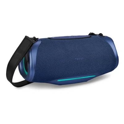 Image de MEDION P61762 Haut Parleur Portable Bluetooth (Batterie, Bass Boost, Effets Lumineux RGB, Protection Contre l&#039;eau IPX7 &amp; Robuste, Banque de Puissance intégrée, 2X 25 W RMS) Bleu