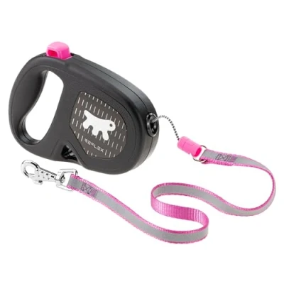 Image de Ferplast Laisse Chien Enrouleur Rèflechissante Flippy One Reflex, pour Petits Chiens jusqu&#039;à 15 Kg. Sangle Extensible Max 4 m. Bouton de Verrouillage et déverrouillage Unique, Violet