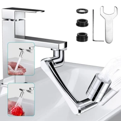 Image de Mousseur Robinet, 1440 Degrés Pivotant Aérateur de Robinet Rotatif Extension Multifonctionnel avec 2 jets, Economiseur D&#039;eau pour Universels Aérateurs Cuisine Salle Bain