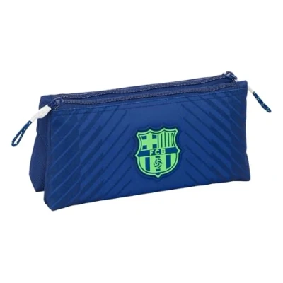 Image de Trousse Scolaire SAFTA F.C. Barcelona Bleu Marine Souple Zippée
