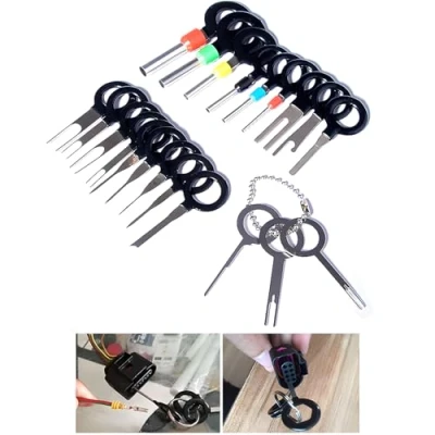 Image de CESFONJER 21 Pcs Auto Terminals Enlèvement Outil Set, Voiture Électrique Câblage À Sertir Connecteur Pin Extracteur Kit pour Réparation De La