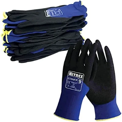 Image de NITREX Unigloves 270NFP Gants de manutention réutilisables avec revêtement 3/4 sablé et doublure en nylon Bleu/noir
