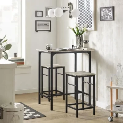 Image de SoBuy Lot Table et 2 Tabourets Ensemble de Bar Bistrot + Chaises avec Repose Pieds Haute Cuisine OGT10 PF