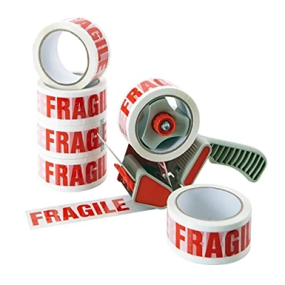 Image de ACIT Ruban Adhésif avec Écriture Fragile, Lot de 6 Rouleaux, d&#039;Emballage pour Colis, Boîtes, Déménagement. Excellente adhérence sur carton et film étirable, dévidoir non inclus