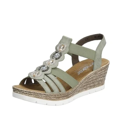 Image de Rieker Femme 619b2 Sandale, Vert, 42 EU