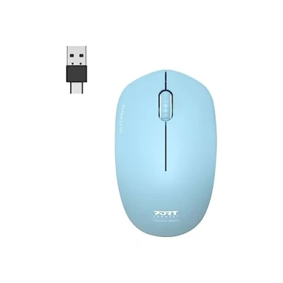 Image de Port Connect Souris sans Fil pc Wireless 2.4 ghz Collection 2 pour Ordinateur capteur Optique 1600 dpi 3 Boutons Compact. ambidextre &amp; silencieuse Azur Bleu