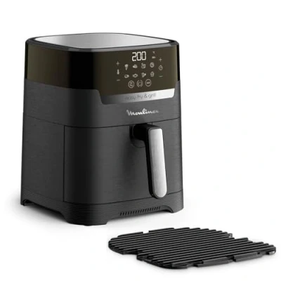 Image de Moulinex Easy Fry &amp; Grill Digital 2 en 1 Friteuse sans huile XL + gril, Capacité 4,2 L, Jusqu&#039;à 6 personnes, 8 programmes, Température réglable, Timer, air fryer EZ505810, Noir
