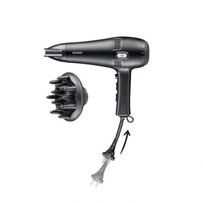 Image de Severin Seche cheveux avec câble rétractable automatique, sèche diffuseur et concentrateur amovibles, puissant 2 100 W, Noir, HT 0165
