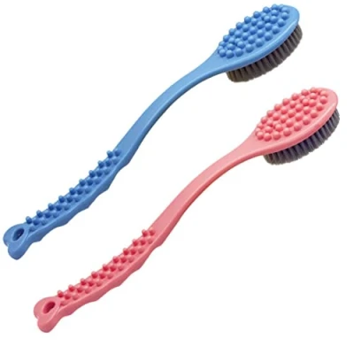 Image de brosse de bain à long manche massage corporel douce et confortable pour exfoliante peau sèche (Bleu Rose)