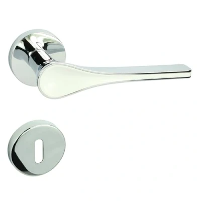 Image de domino Polar R M6/blanc Poignée de porte pour bureau, cave et intérieure Kit serrure BB Rosace ronde Garniture en Znal