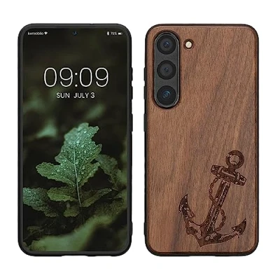 Image de kwmobile Housse Compatible avec Samsung Galaxy S23 Coque Étui de Protection Rigide Antichoc Cadre en TPU Brun foncé