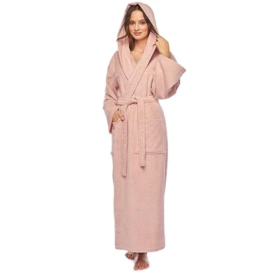 Image de Arus Astra Peignoir de bain pour femmes avec capuchon longueur mollet, taille femme: M, unisexe: S Vert blanc