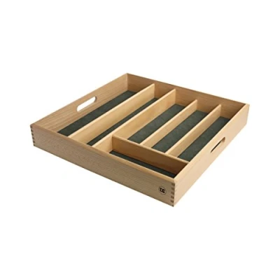 Image de T&amp;G Woodware Tiroir à Couverts en hêtre FSC avec Doublure Vert 97 x Hauteur 6 cm